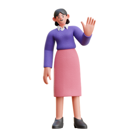 Female Hello Hand Gesture  3D Illustration