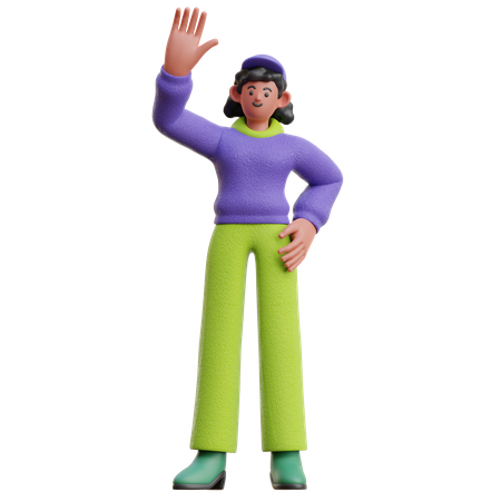 Female High Five  3D Illustration