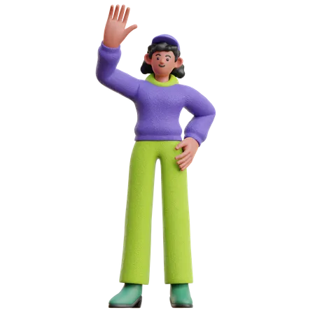 Female High Five  3D Illustration