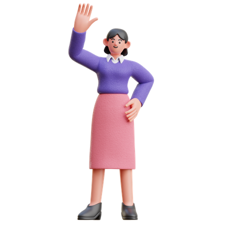 Female High Five  3D Illustration