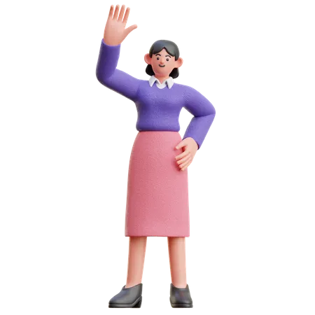 Female High Five  3D Illustration