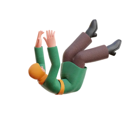 Female Hijab Falling Pose  3D Illustration