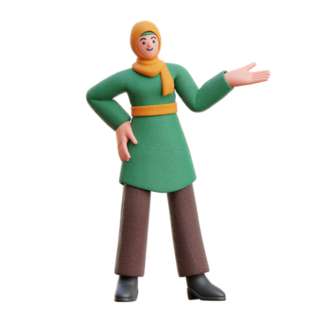 Female Hijab Presentation Pose  3D Icon