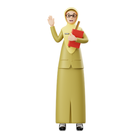 Female Hijab Teacher Greeting  3D Illustration