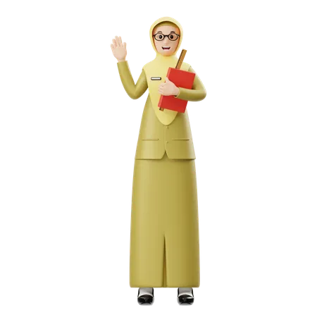 Female Hijab Teacher Greeting  3D Illustration