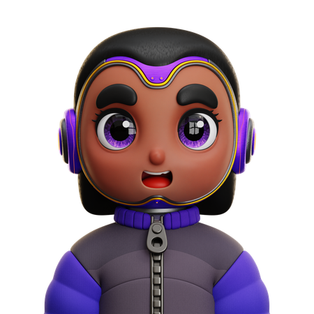 Female Humanoid Wears Purple Jacket  3D Icon