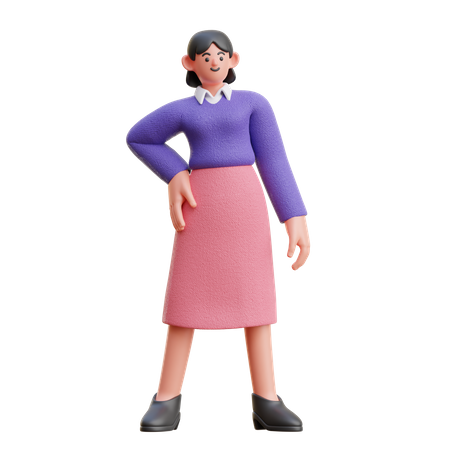 Female In Cool Pose  3D Icon