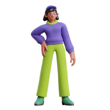 Female In Cool Pose  3D Illustration