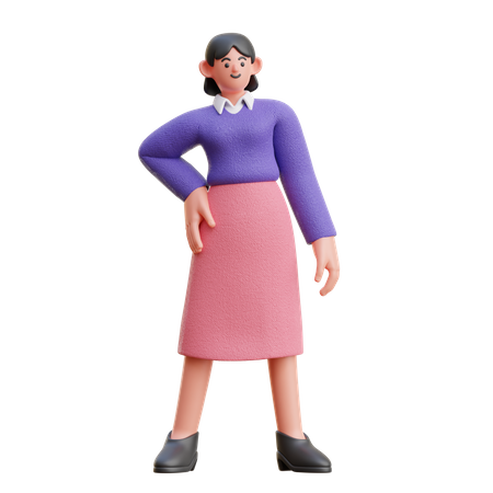 Female In Cool Pose 3D Illustration