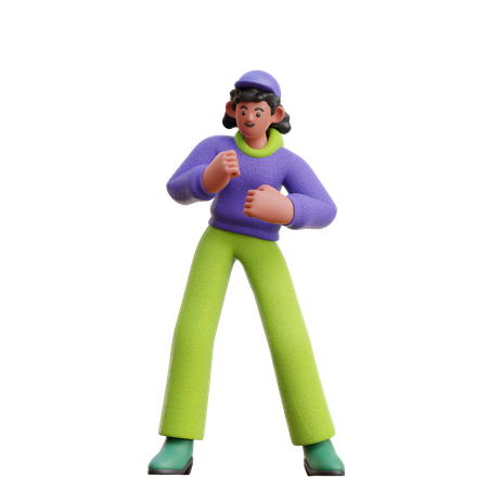 Female In Dancing Pose  3D Illustration