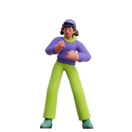 Female In Dancing Pose  3D Illustration