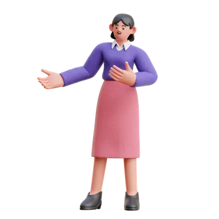 Female Introducing Something  3D Illustration