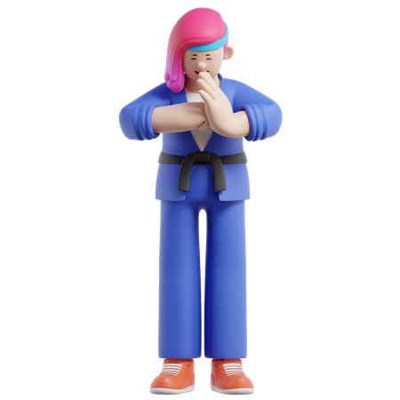 Female Judoist Prepares To Fight  3D Icon