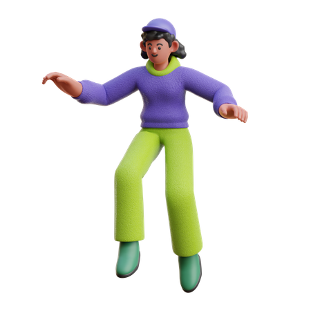 Female Jump Floating  3D Illustration