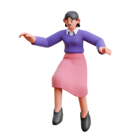 Female Jump Floating  3D Illustration