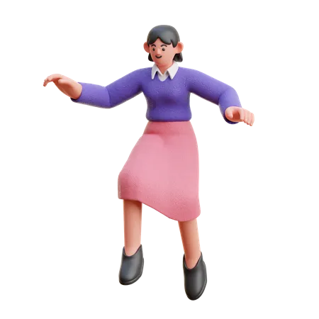 Female Jump Floating 3D Illustration