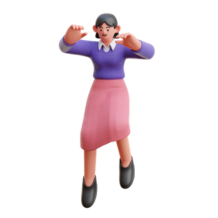 Female Jumping Down  3D Illustration