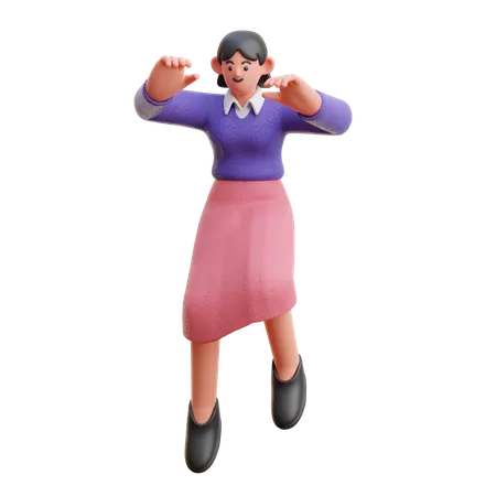 Female Jumping Down  3D Illustration