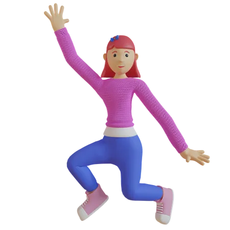 Female jumping out of joy  3D Illustration