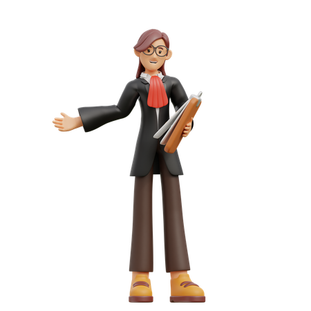 Female lawyer bring Compliance Document  3D Icon