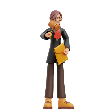 Female lawyer carrying judge_s gavel  3D Icon
