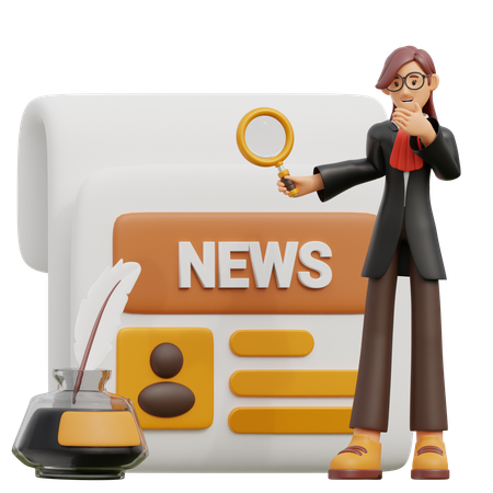 Female lawyer explains case news  3D Icon