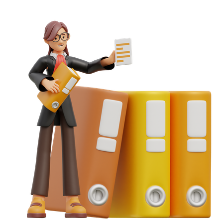 Female lawyer looking for documents  3D Illustration