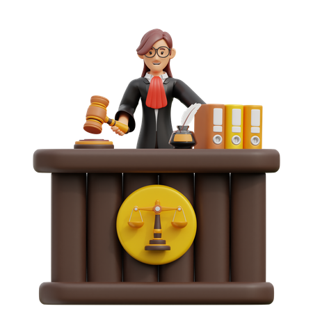 Female lawyer on table  3D Icon