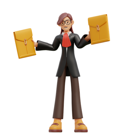 Female lawyer receives file  3D Icon