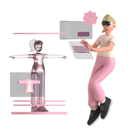 Female Metaverse Creating Account  3D Illustration