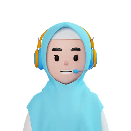 Female Moslem Cute Customer Call Service  3D Icon