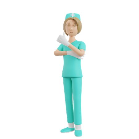 Female Nurse Showing thumbs up  3D Illustration