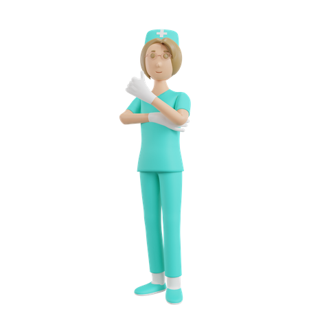 Female Nurse Showing thumbs up 3D Illustration