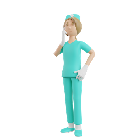 Female Nurse Thinking something 3D Illustration