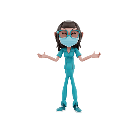 Female Nurse with wide open arms  3D Illustration