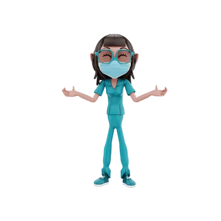 Female Nurse with wide open arms  3D Illustration