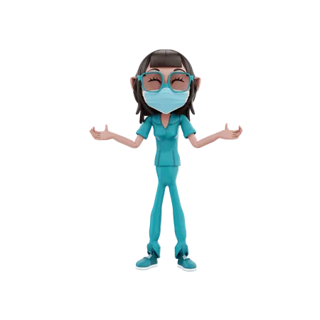 Female Nurse with wide open arms 3D Illustration
