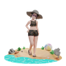 woman on beach graphics