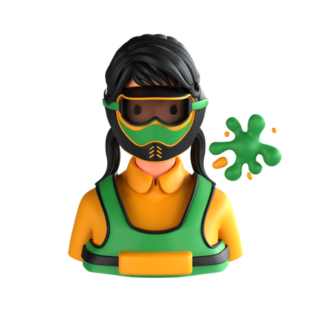 Female Paintball Player  3D Icon