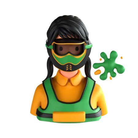 Female Paintball Player  3D Icon