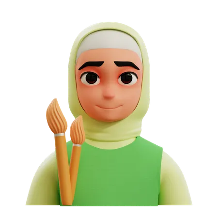 Female Painter  3D Icon