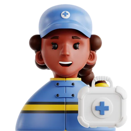 Female Paramedic  3D Icon