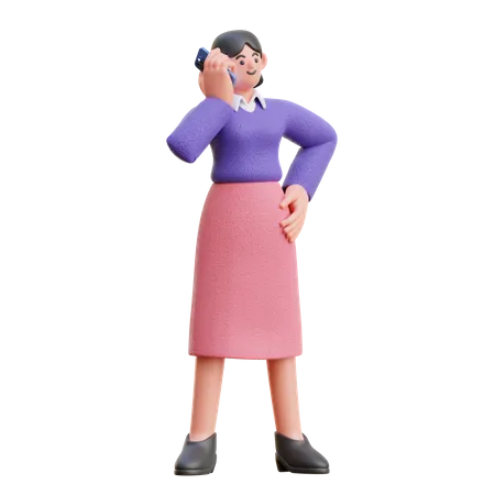 Female Pick Up Phone Call  3D Illustration