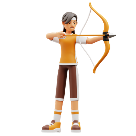 Female Player Playing Archery  3D Illustration
