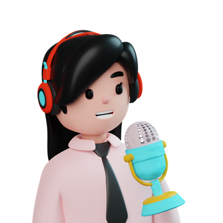 Female Podcaster  3D Icon