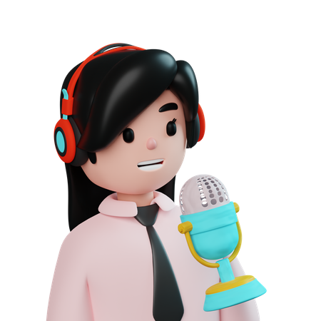 Female Podcaster 3D Icon