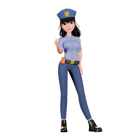 Female Police Officer Giving Love Hand Gesture  3D Icon