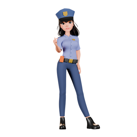 Female Police Officer Giving Love Hand Gesture  3D Illustration