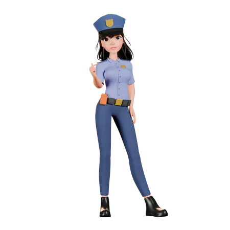 Female Police Officer Giving Love Hand Gesture  3D Illustration