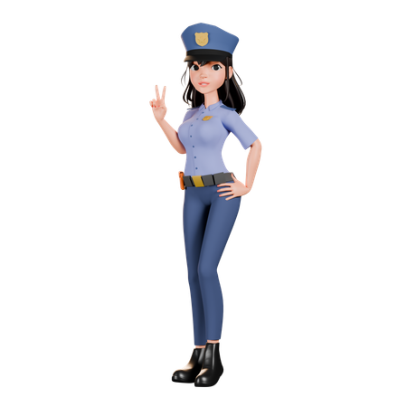 Female Police Officer Smiling While Taking Photo  3D Illustration